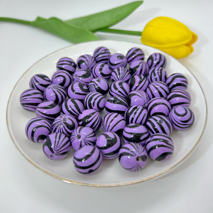 Dopamine Colored Zebra Patterned Acrylic Beads 16mm 50pcs 13