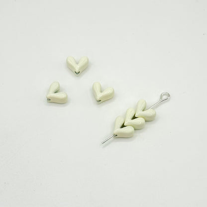 Painted V-Shaped Heart Acrylic Beads 6.7x8mm Glossy Mixed Colors 10pcs 10