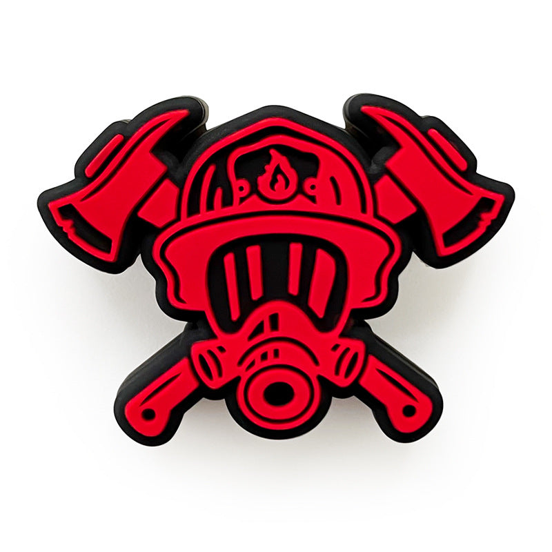 Silicone Focal Beads Firefighter Helmets With Crossed Axes 20pcs 6