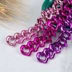 Metallic Heart ABS Plastic Open Chain Links Keychain Hardware 100pcs