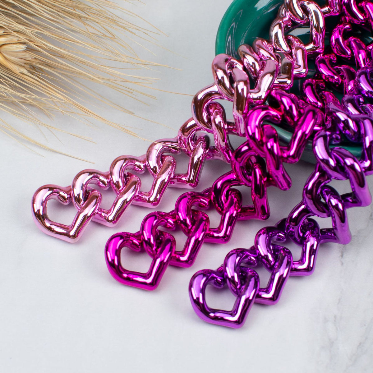 Metallic Heart ABS Plastic Open Chain Links Keychain Hardware 100pcs