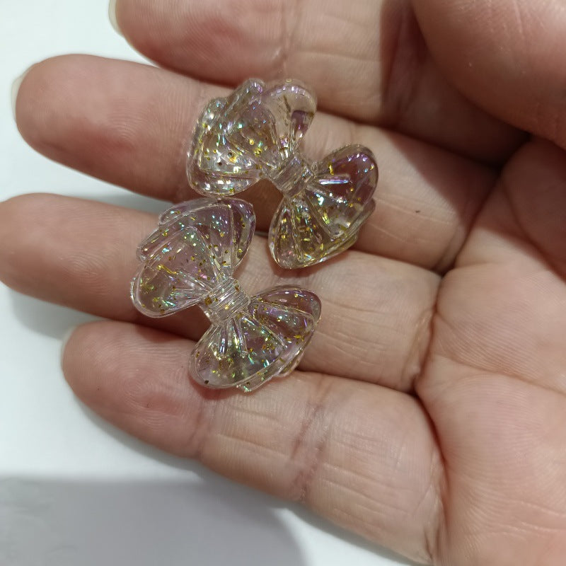Glow Bow Acrylic Beads 19x27mm Glitter Filled Glow in the Dark 100pcs 3
