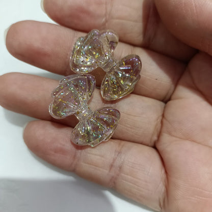 Glow Bow Acrylic Beads 19x27mm Glitter Filled Glow in the Dark 100pcs 3