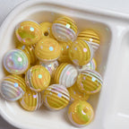 UV Plating Colorful Lollipop Striped Resin Beads 16mm 10pcs 4