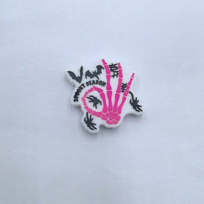Silicone Focal Beads Halloween Skeleton Hand Cheeky Phrase 20pcs 8