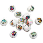 UV Plating Owl Round Acrylic Beads 16mm Glossy Printed 50pcs 6