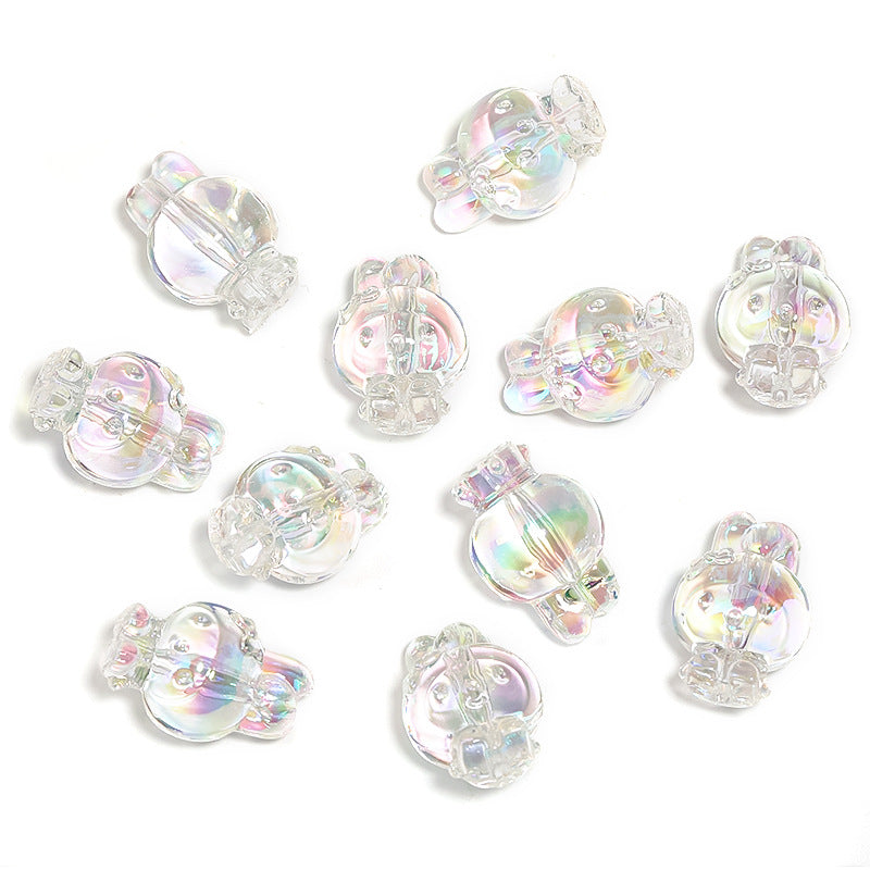Transparent Bow Bunny Acrylic Beads 18mm 26mm Iridescent Glossy 50pcs 7
