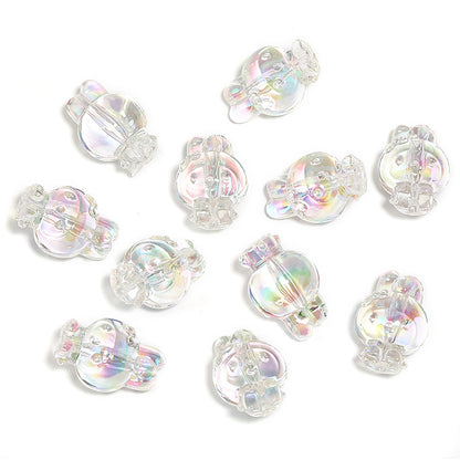 Transparent Bow Bunny Acrylic Beads 18mm 26mm Iridescent Glossy 50pcs 7