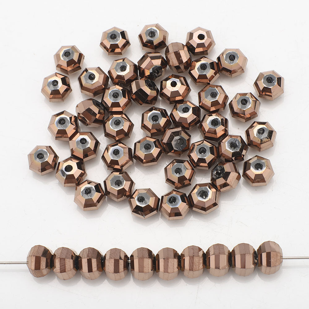 Glass Faceted Spacer Beads 8mm Plating Metallic Color 60pcs 20