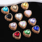 Double-Sided Heart Rhinestone Beads 22mm Alloy Encrusted 10pcs