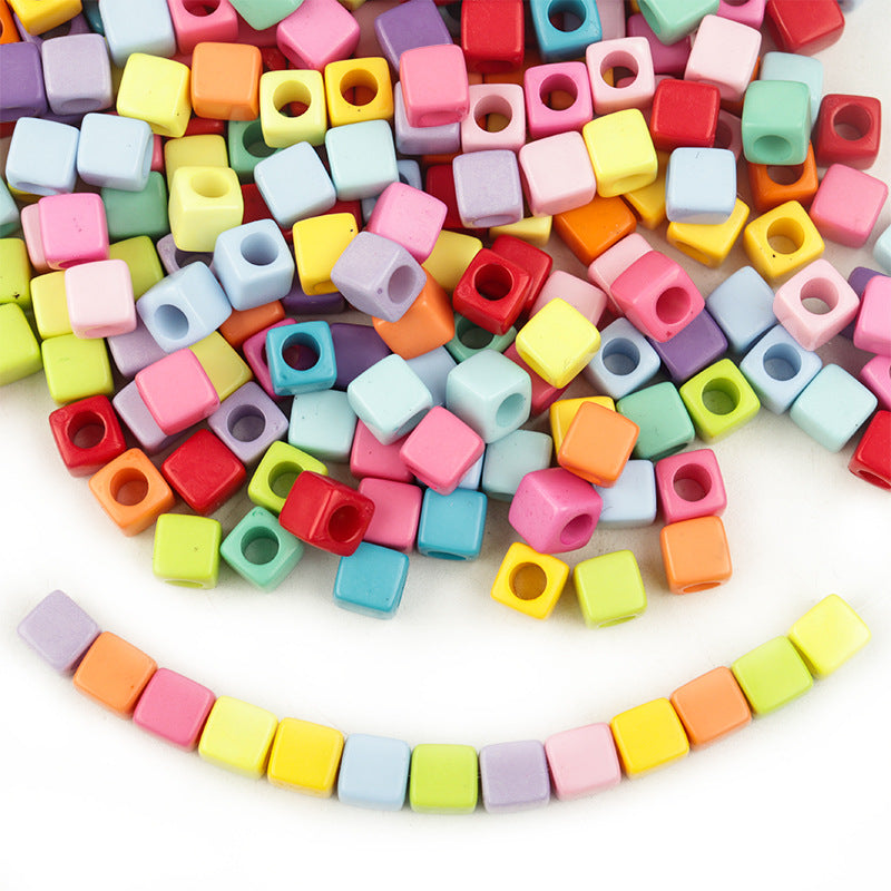 Solid Color Rounded Square Acrylic Beads 7mm Large Hole 100pcs 2