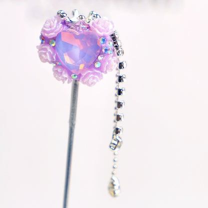 Lavender Crown Tassel 26mm Polymer Clay Focal Beads 2pcs 6