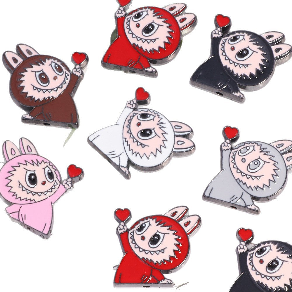 Finger Heart Pose Metal Beads 20mm Enamel Alloy 5pcs 5