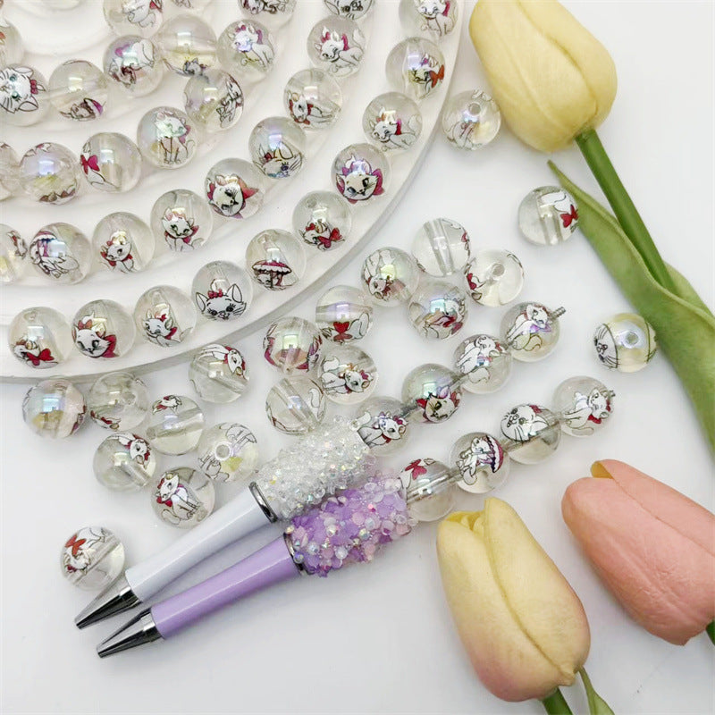 Round Acrylic Beads 16mm Clear Marie Printed 50pcs 4