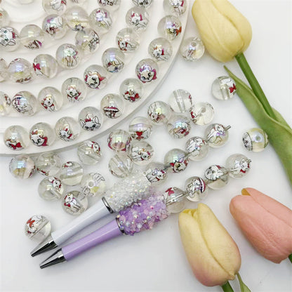 Round Acrylic Beads 16mm Clear Marie Printed 50pcs 4