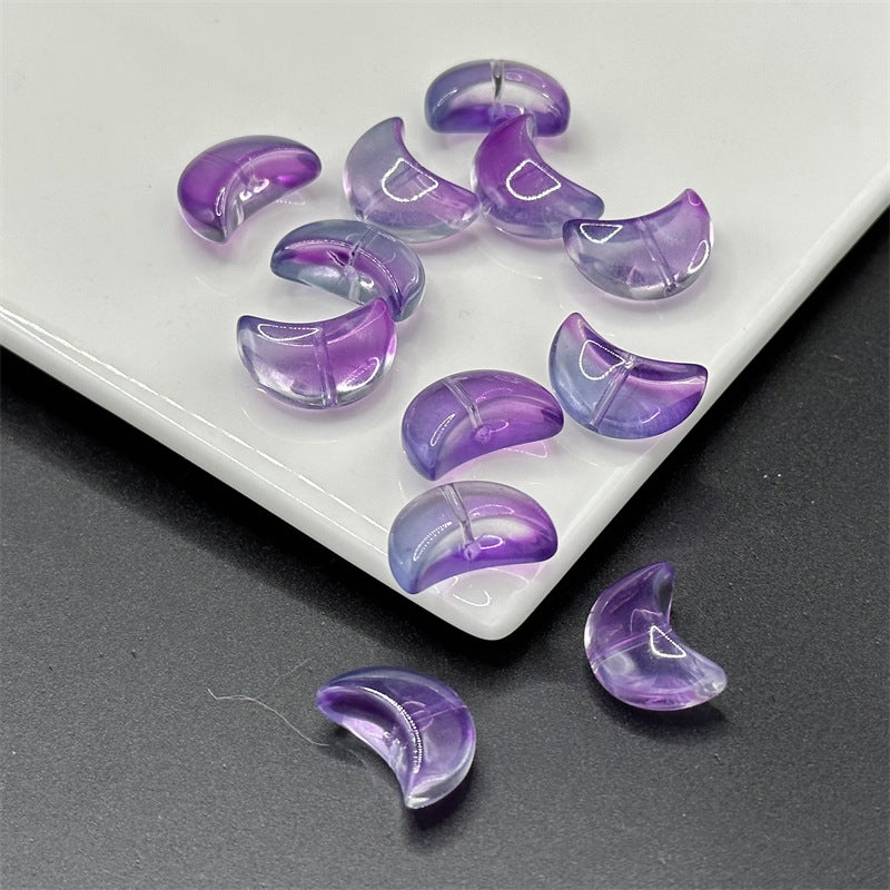 Moon Crescent Transparent Glass Beads 9x14mm Pastel Mixed 100pcs 4