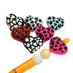 Silicone 3D Focal Beads Love Leopard Raised Heart Pattern 20pcs 2