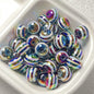 UV Plating Striped Resin Beads 11mm Glossy Round 20pcs 14