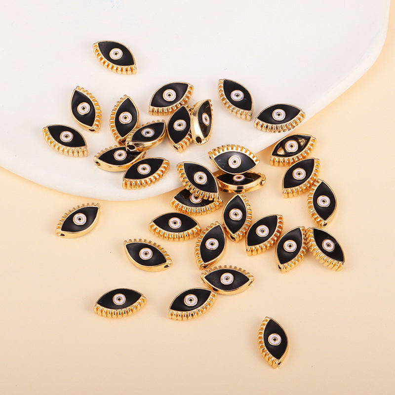 Irregular Shaped Metal Beads Double-Sided Enamel Evil Eye 20pcs 27