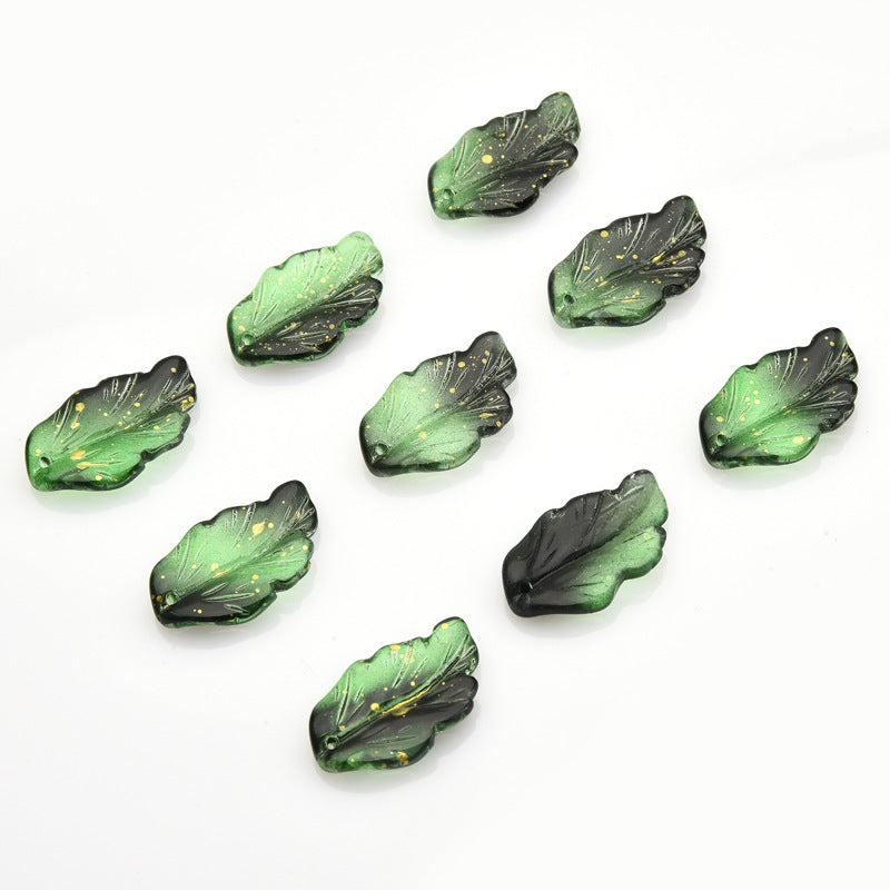 Czech Glass Beads Feather Leaf 17x28mm Gradual Color Change 20pcs 22