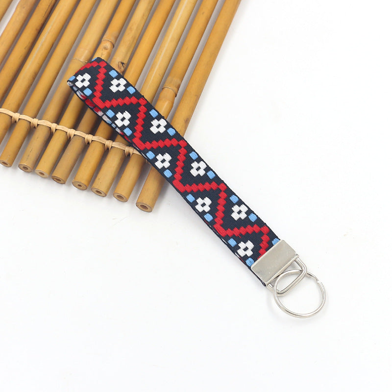 Bohemian Style Wristlet Keychain Antique Silver Polyester 2pcs 17cm 11
