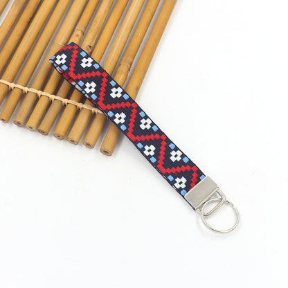Bohemian Style Wristlet Keychain Antique Silver Polyester 2pcs 17cm 11