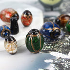 Vintage Glitter Oval Lampwork Glass Beads 11x16mm 10pcs 2