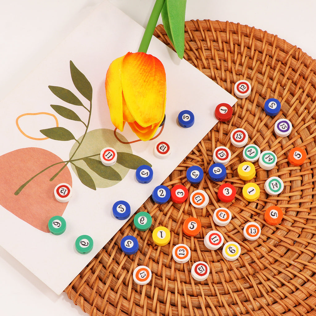 Flat Clay Beads 9mm Billiards Series Colorful Pool Ball 100pcs 4