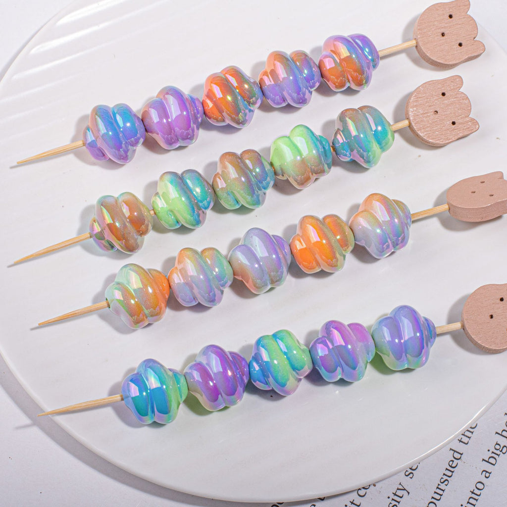 Plating Twisted Acrylic Beads 17mm Two-Color Glossy Pastel 20pcs 5