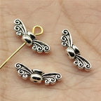 Butterfly Wings Metal Beads 14mm Antique Bronze and Silver Tone 200pcs