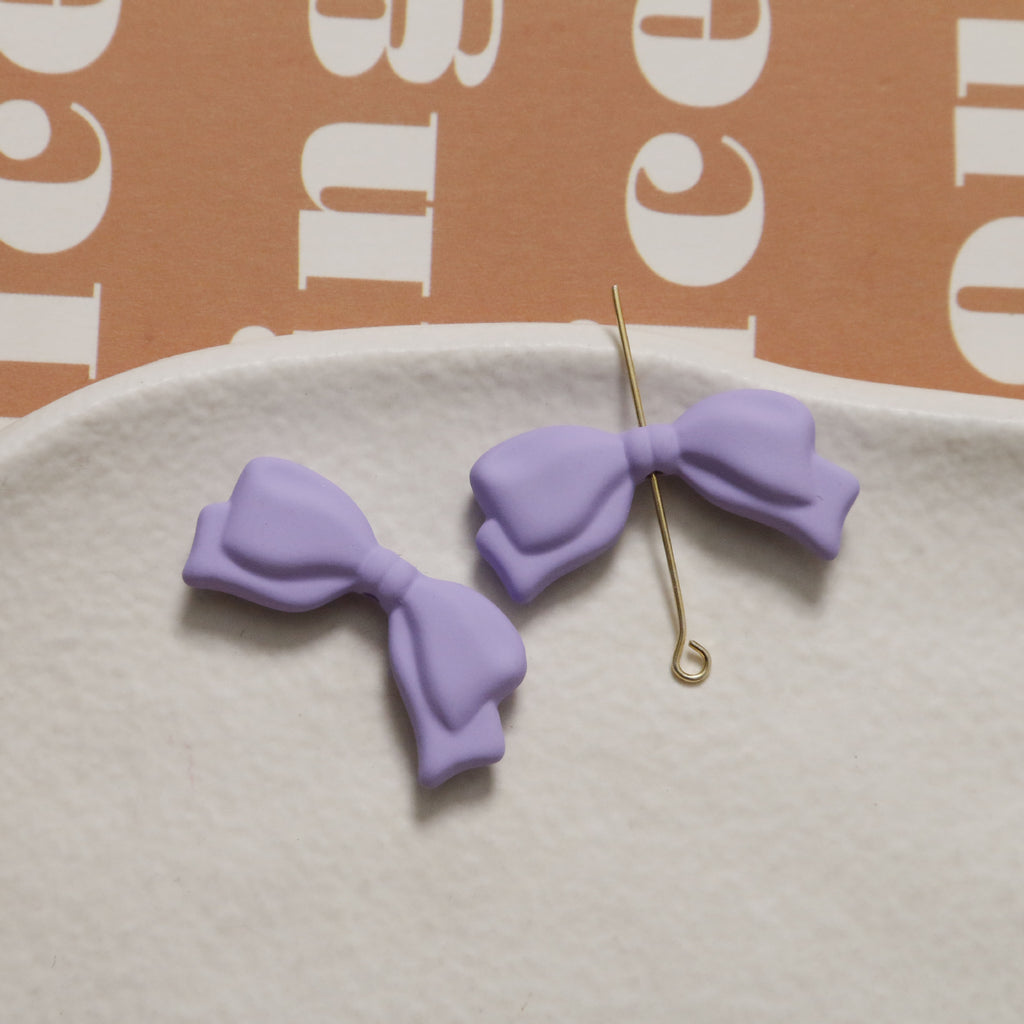Rubberized Spray Painted Sweet Bow Acrylic Beads 13x29mm 2pcs 3