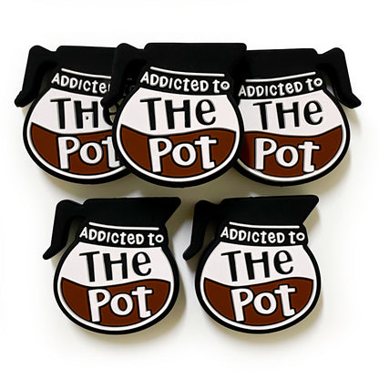 Silicone Focal Beads Coffee Pot Addicted To The Pot Text Design 20pcs 4