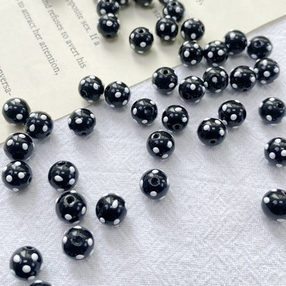 Lampwork Glass Beads Polka Dotted Round 8.2mm Colorful Glossy 10pcs 6