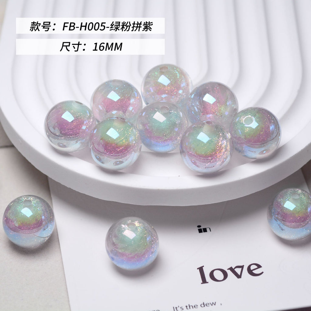 Iridescent Swirl Resin Beads 16mm Round Multicolor 10pcs 10