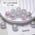 Iridescent Swirl Resin Beads 16mm Round Multicolor 10pcs 10