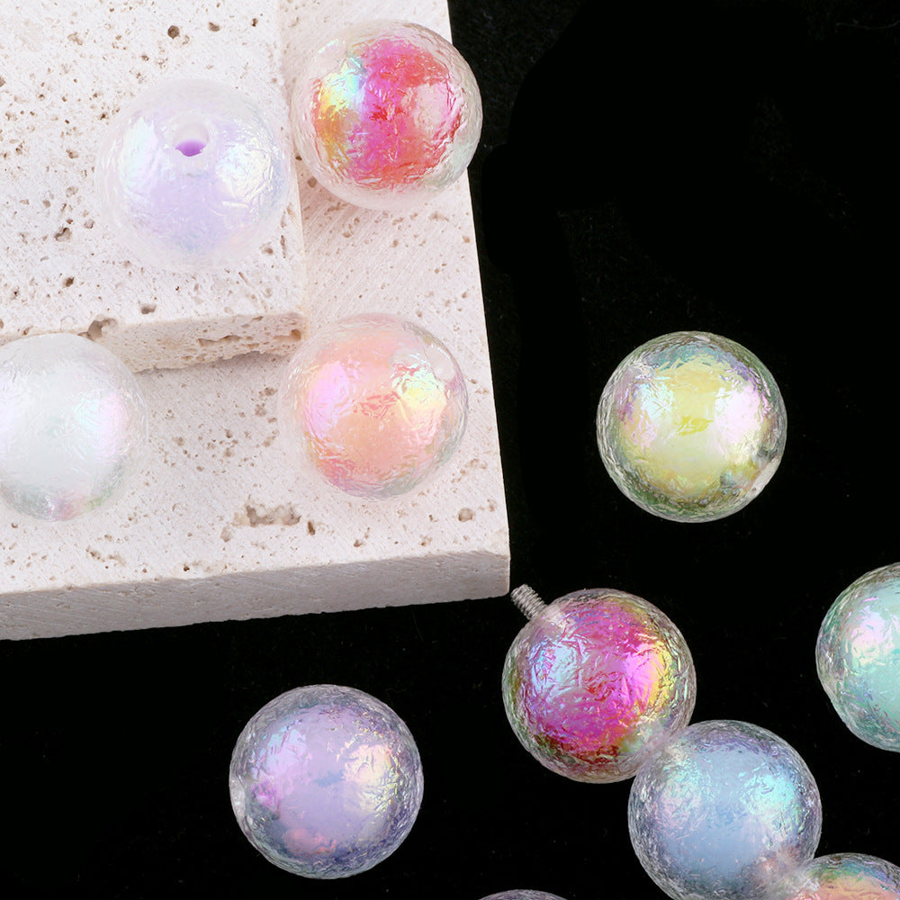 Wrinkled Transparent Acrylic Beads 16mm Pastel Iridescent 20pcs 2