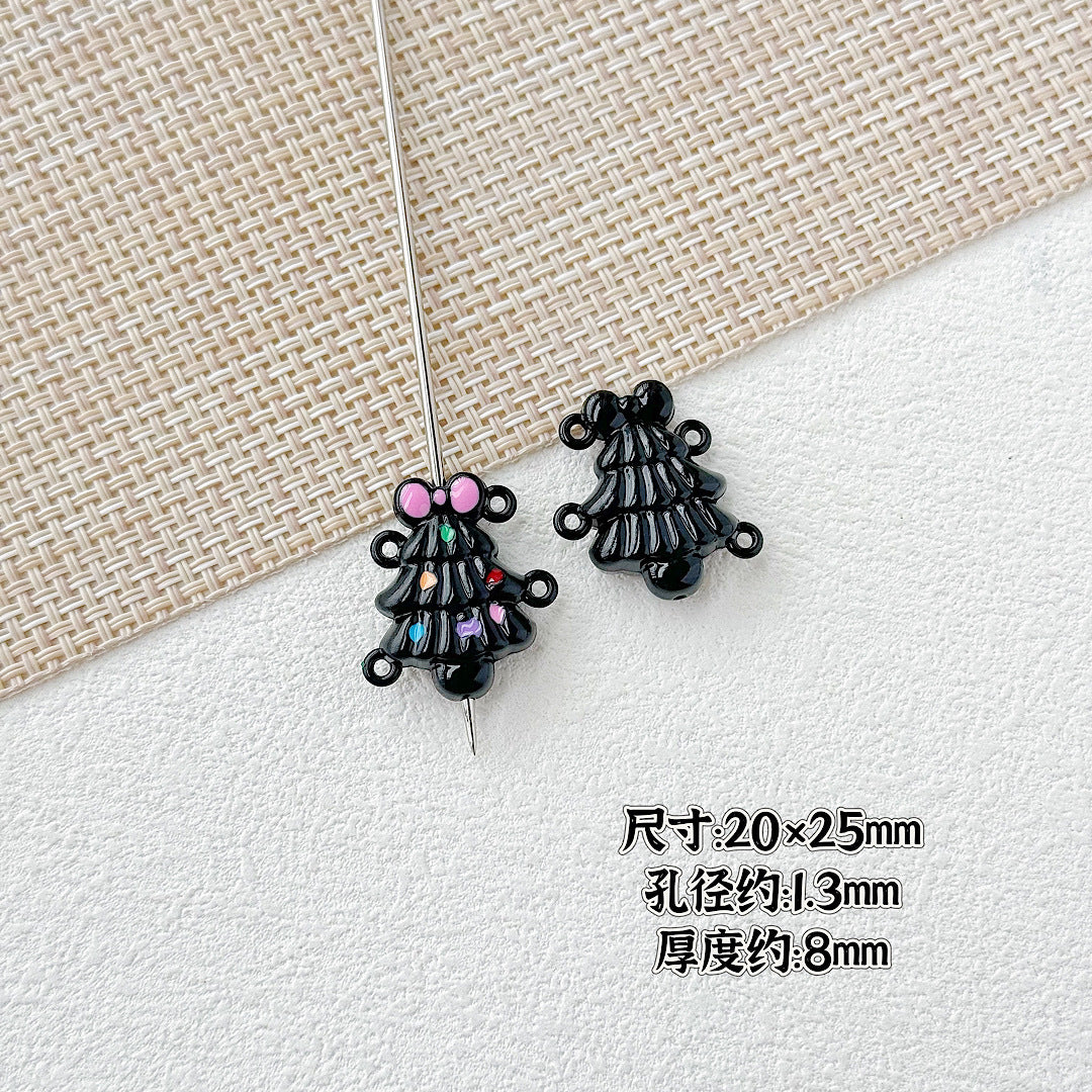 Baking Painted Christmas Tree and Bells Metal Beads 20pcs Festive Colors 38
