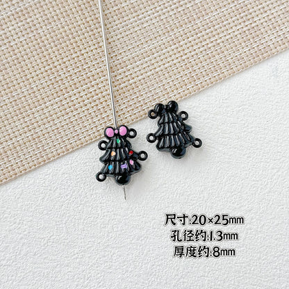 Baking Painted Christmas Tree and Bells Metal Beads 20pcs Festive Colors 38