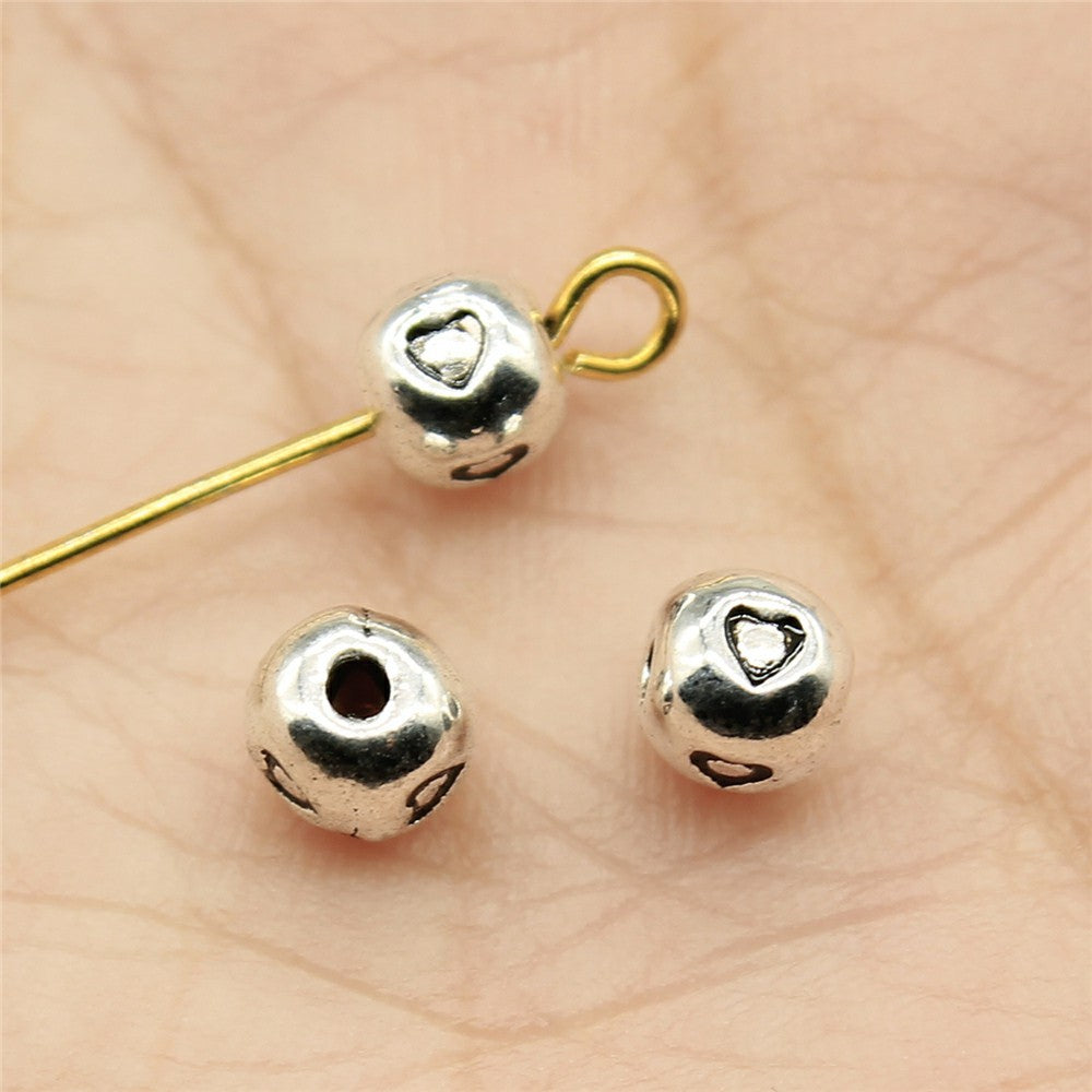 Heart Metal Beads 5mm Antique Silver Tone Alloy 100pcs