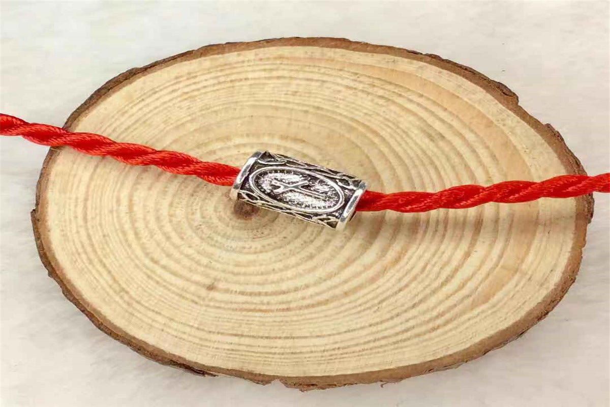 Tube Metal Beads Viking Note Patterned Silver Tone 100pcs 23