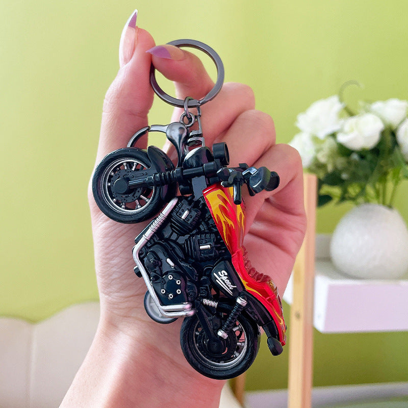 Mini Motorcycle Keychain Alloy Zinc Flame Design 13 Centimeters 6