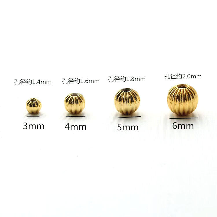 Brass Round Spacer Beads 3-8mm Pumpkin Striped 100pcs 2
