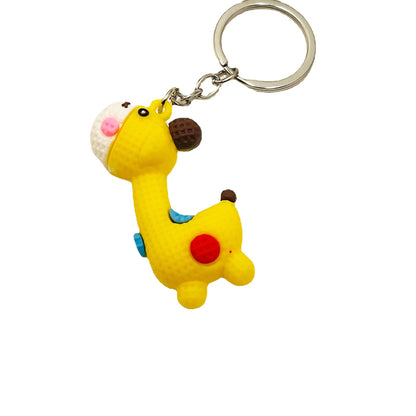 PVC Cartoon Giraffe Keychain Vibrant Colors Chunky Textures 5