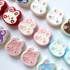 Hand-Painted Rabbit Acrylic Beads 22x24mm Glossy Pastel 100pcs 3