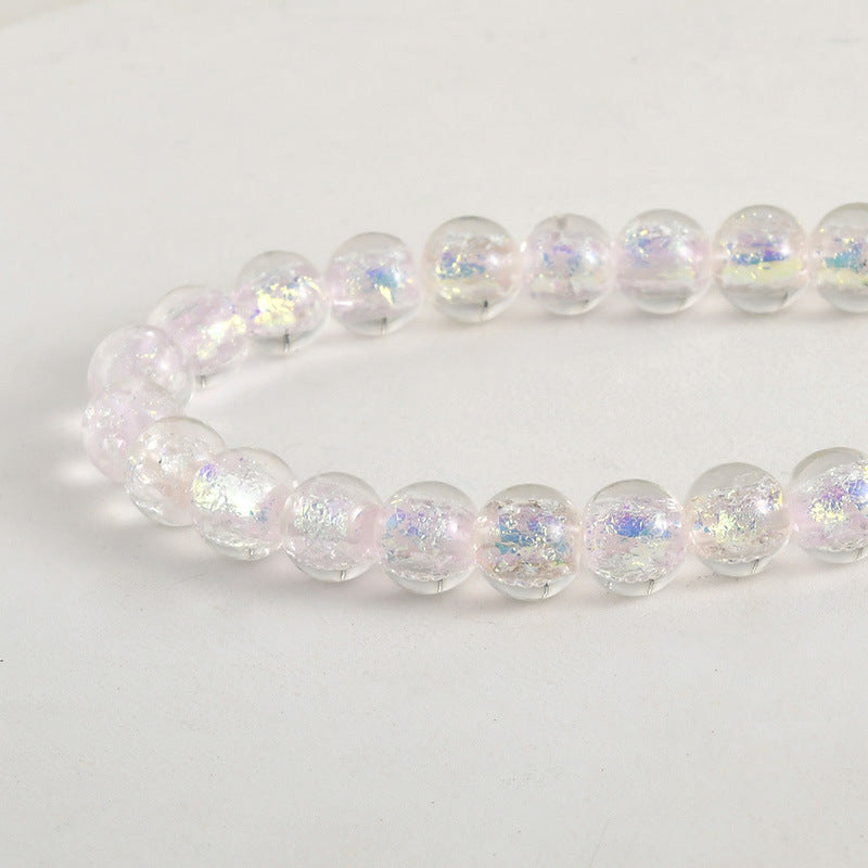 Lampwork Glass Beads Iridescent Silver Foil Filled 10mm 10pcs 7