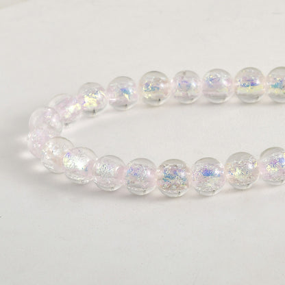 Lampwork Glass Beads Iridescent Silver Foil Filled 10mm 10pcs 7