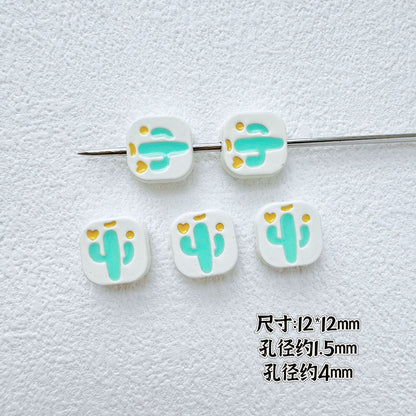 Animal and Plant Series Metal Beads 1.5mm Hole Double-Sided Painted Alloy 10pcs 8
