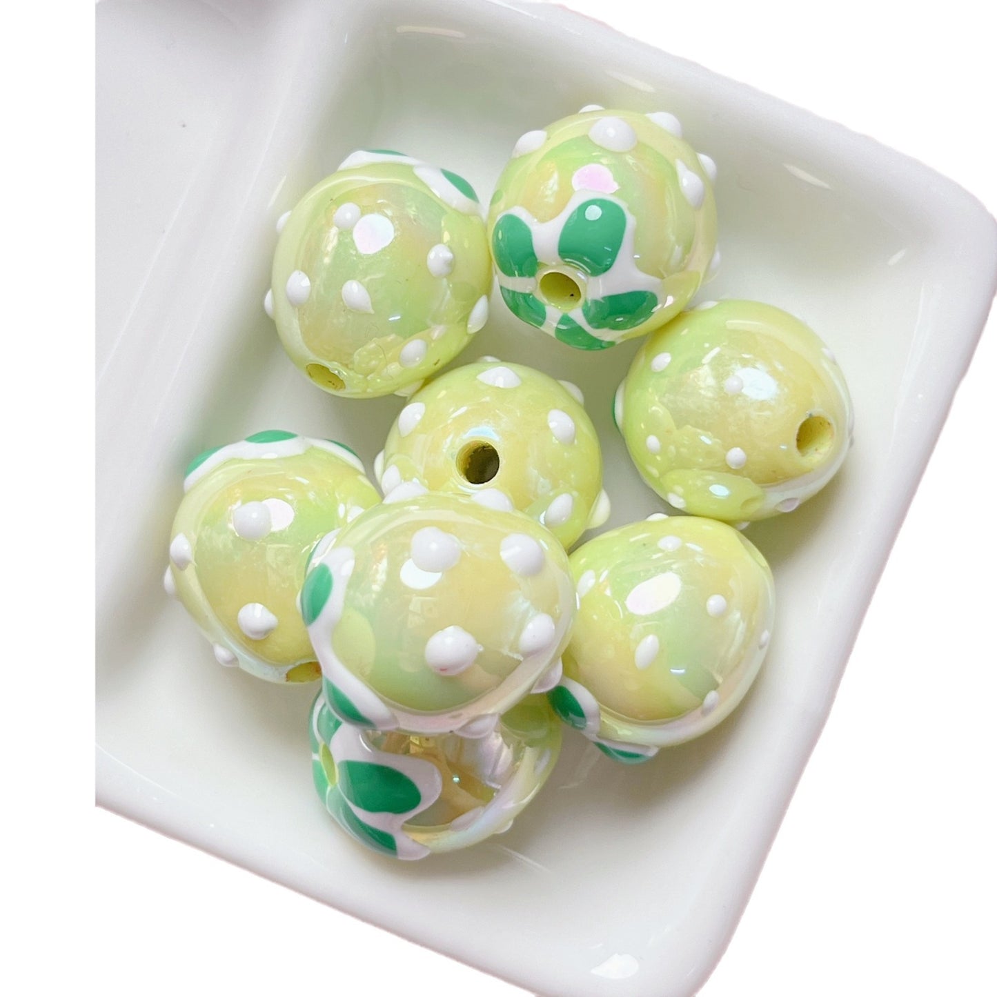 Plating Hand Painted Strawberry Acrylic Beads 17mm Colorful 5pcs 5