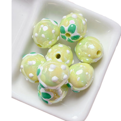 Plating Hand Painted Strawberry Acrylic Beads 17mm Colorful 5pcs 5