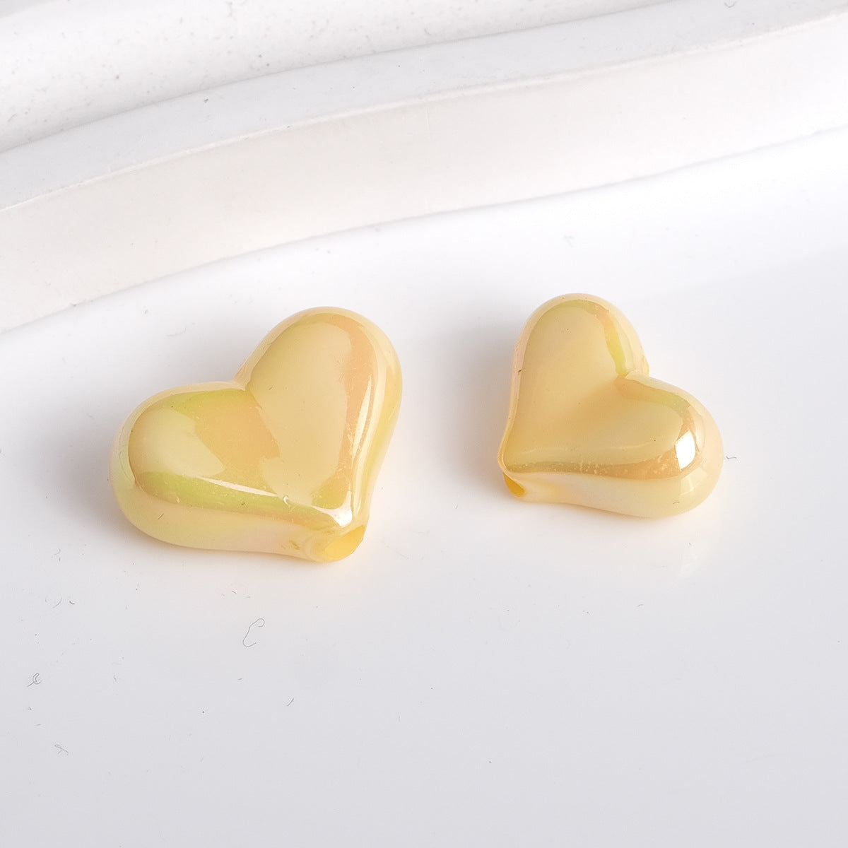 Solid Color Plating Heart Acrylic Flat Beads 13mm 17mm 250pcs 8